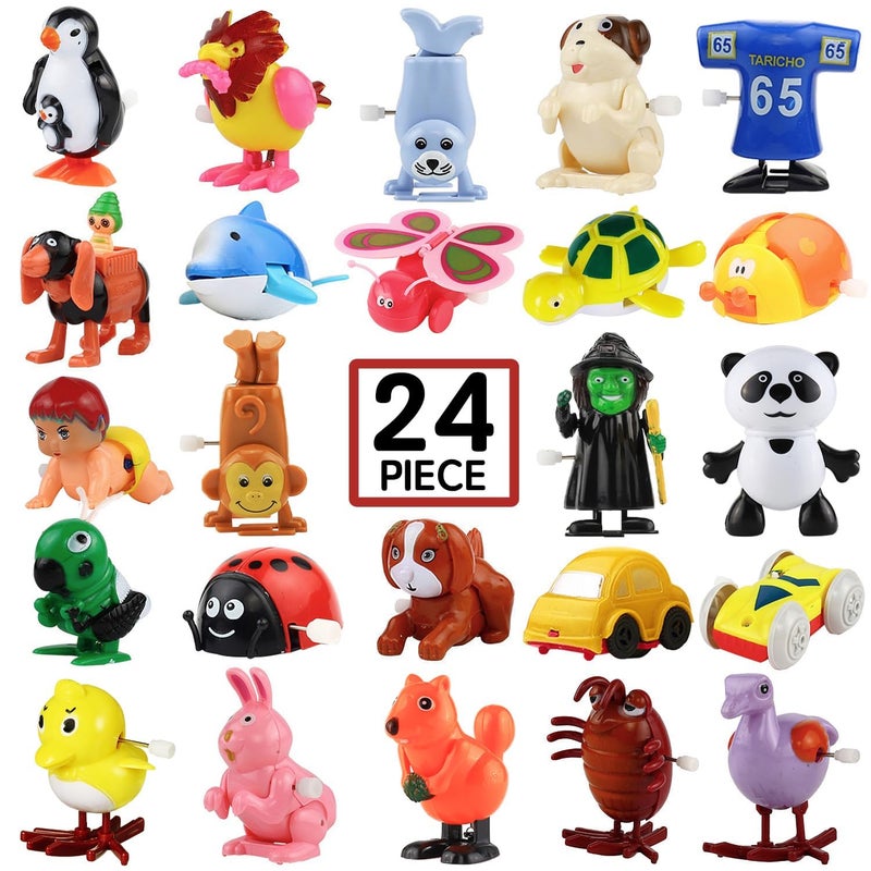 Laxdacee Wind-Up Toys, 24 Pack Assorted Mini Toy for Kid Party Favors, Pinata Goody Bag Filler Stocking Stuffers for Boy Girl Children, Birthday Gifts Carnival Small Prizes Classroom Incentive Reward - Image 1
